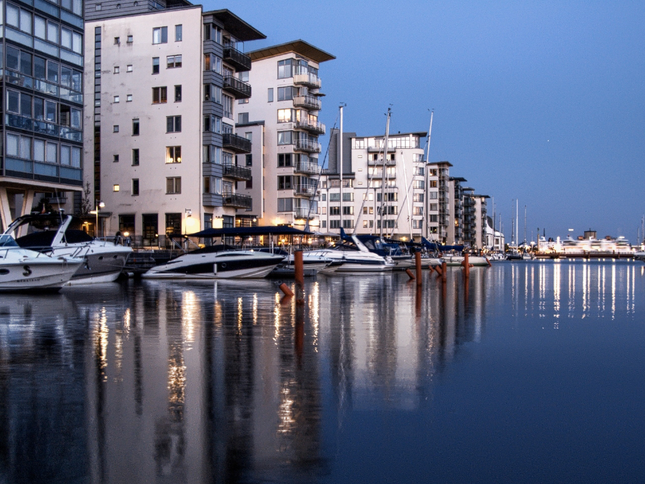Carte Postale CPA Suède - Helsingborg Hamnen I Kvällsbelysning - Illuminée